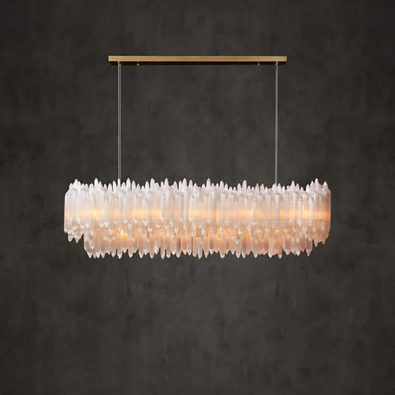 Selenite Layer Rectangular Chandelier 54" 72"