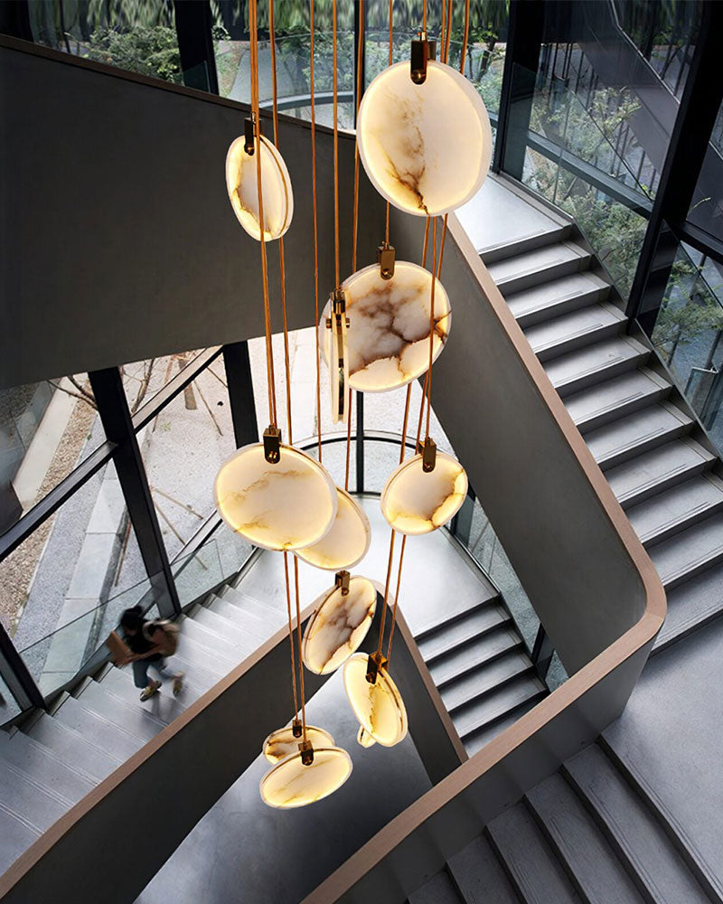 1/3/5/7/9/12/15/24-lights Spanish Marble LED chandelier Lamp in brass with round design