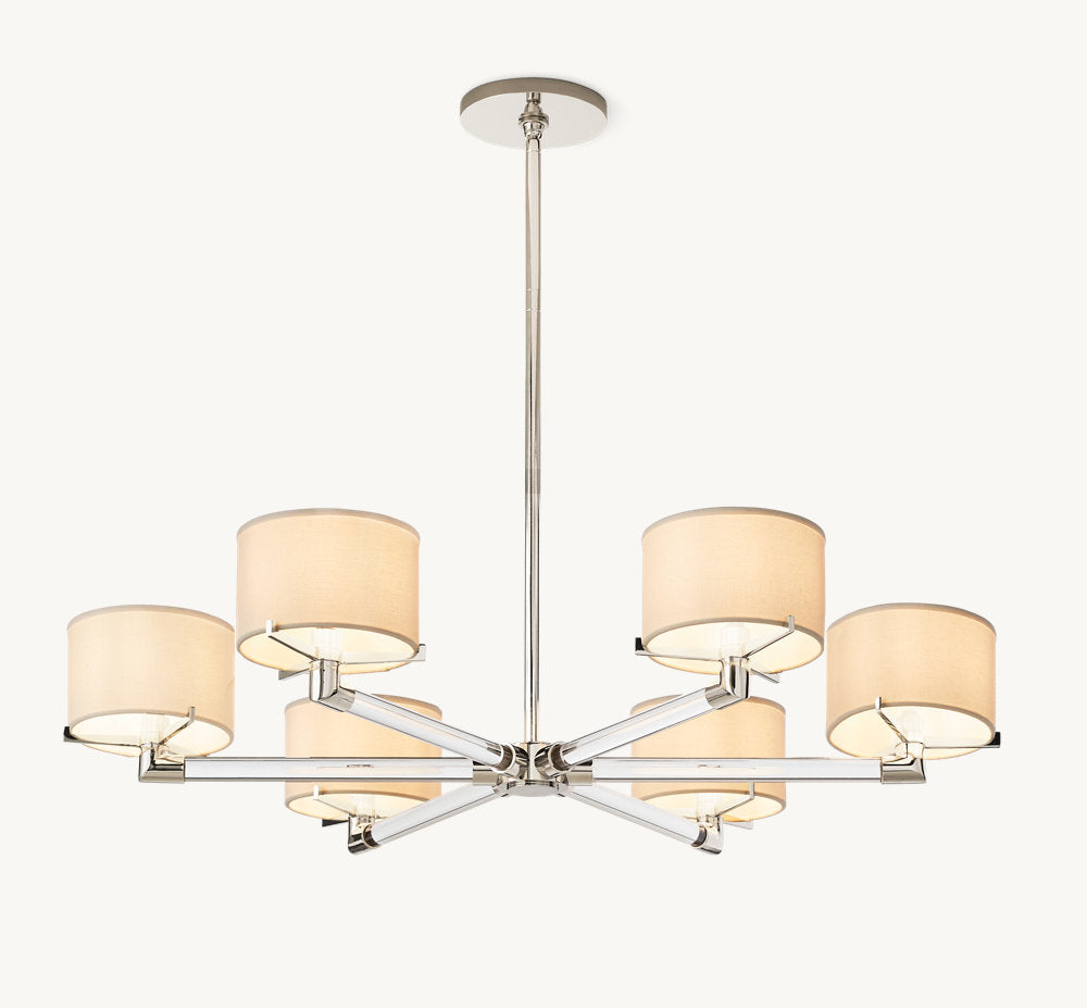 Truma Crystal Rod Linen Shade Chandelier