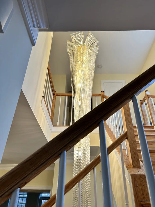 Custom Crystal and Metal Chandeliers Illuminate a U.S. Home