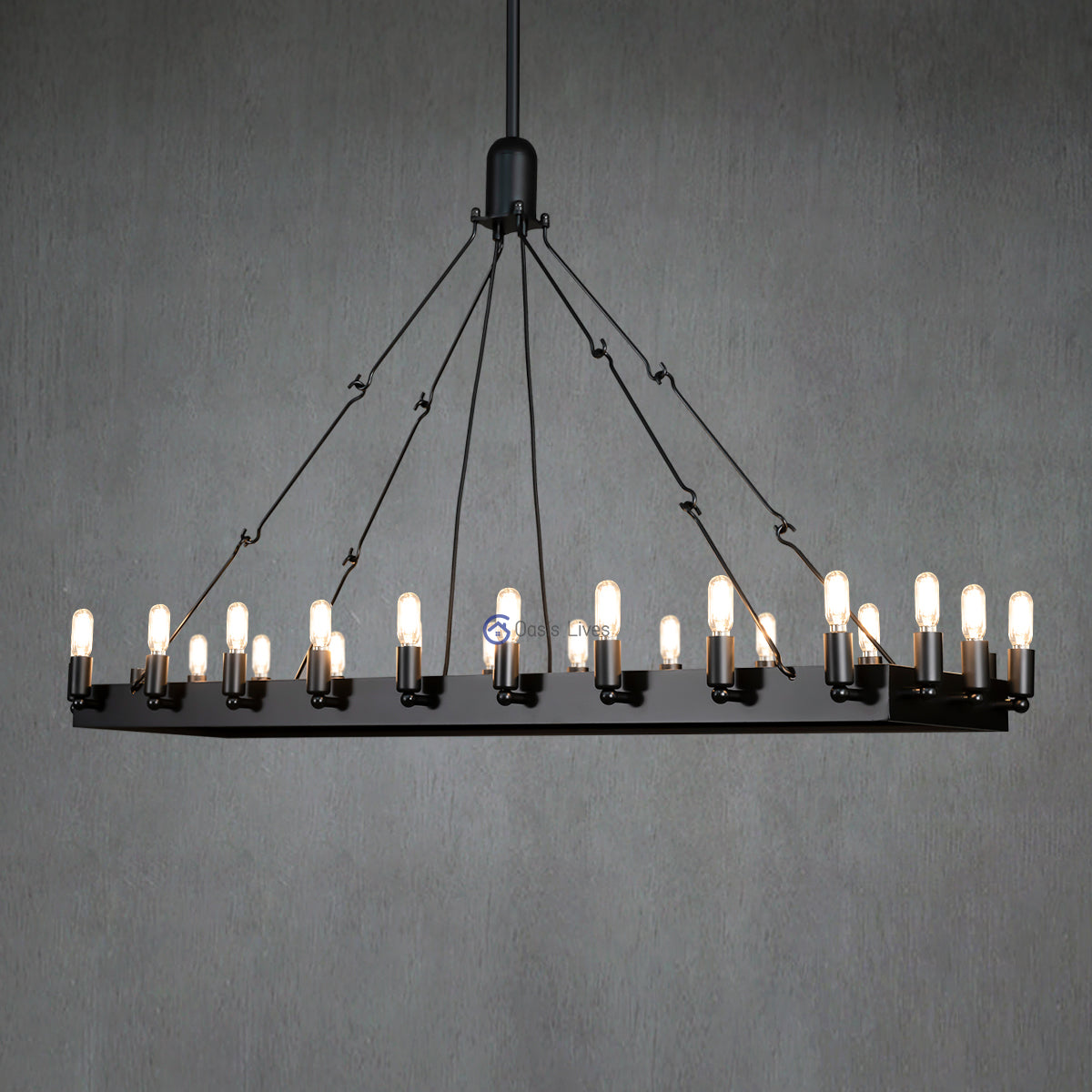 Camino Vintage Candelabra Rectangular Chandelier 52"