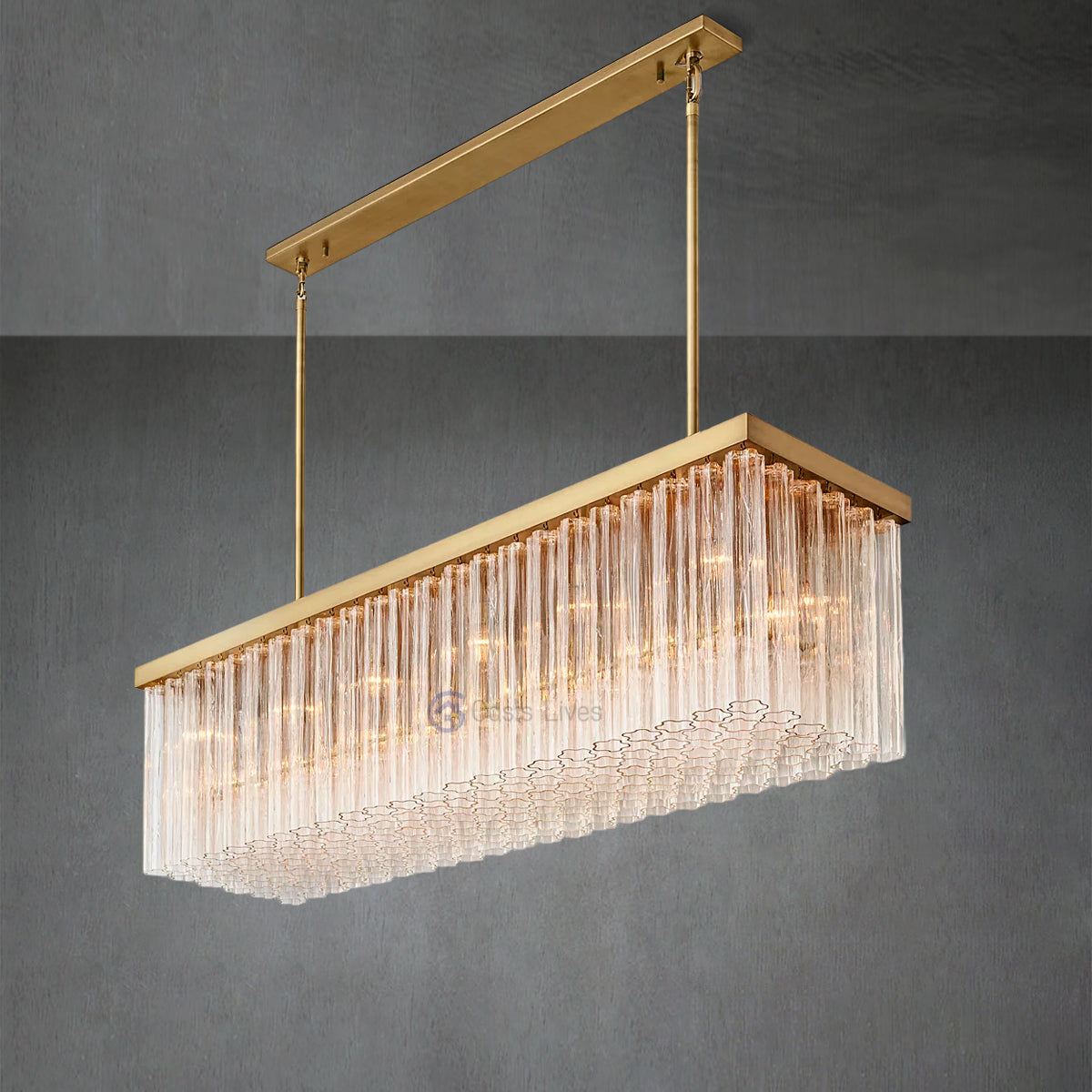 Cielo Rectangular Glass Chandelier 73"