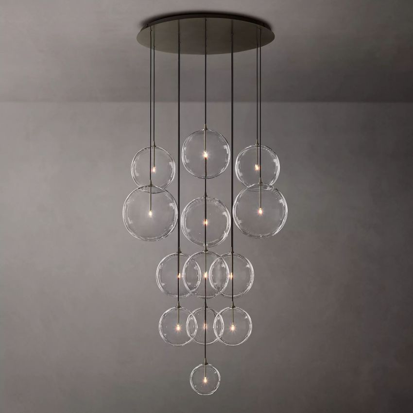 Glass Globe Modern Cluster Chandelier 44"