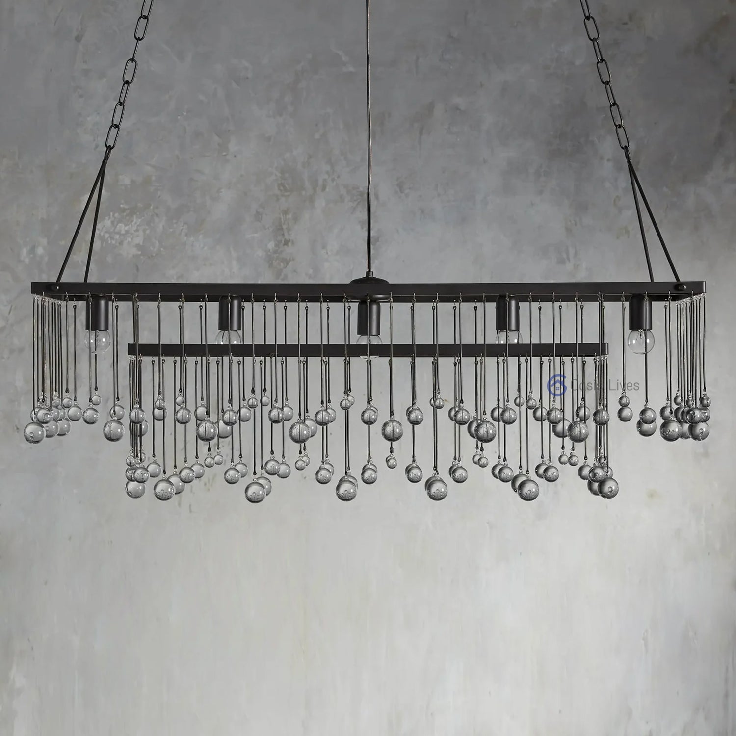 Aubrey Crystal Ball  Rectangular Chandelier 47" 60" - Oasislives