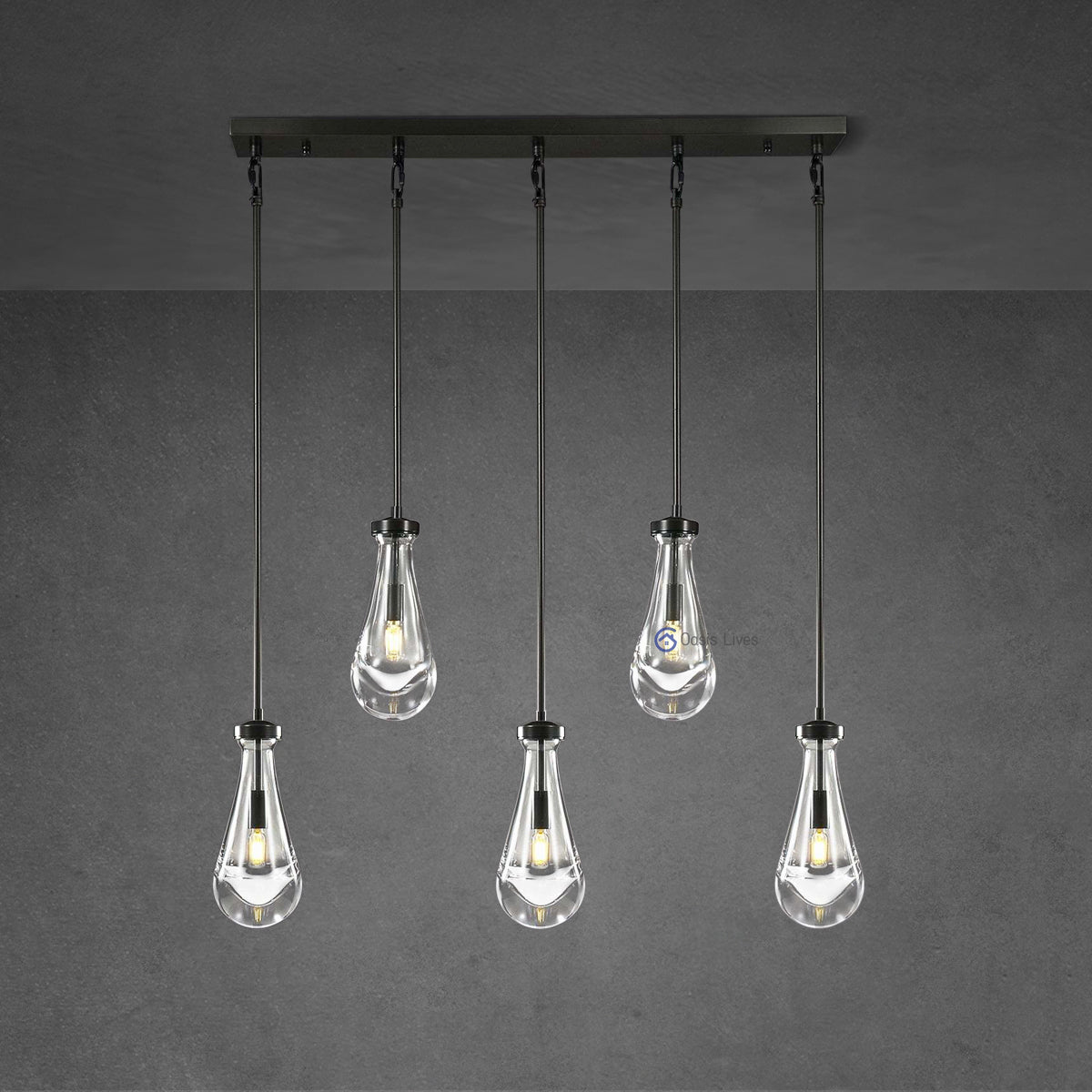 Raindrop Rectangular Chandelier 36"(Rod)