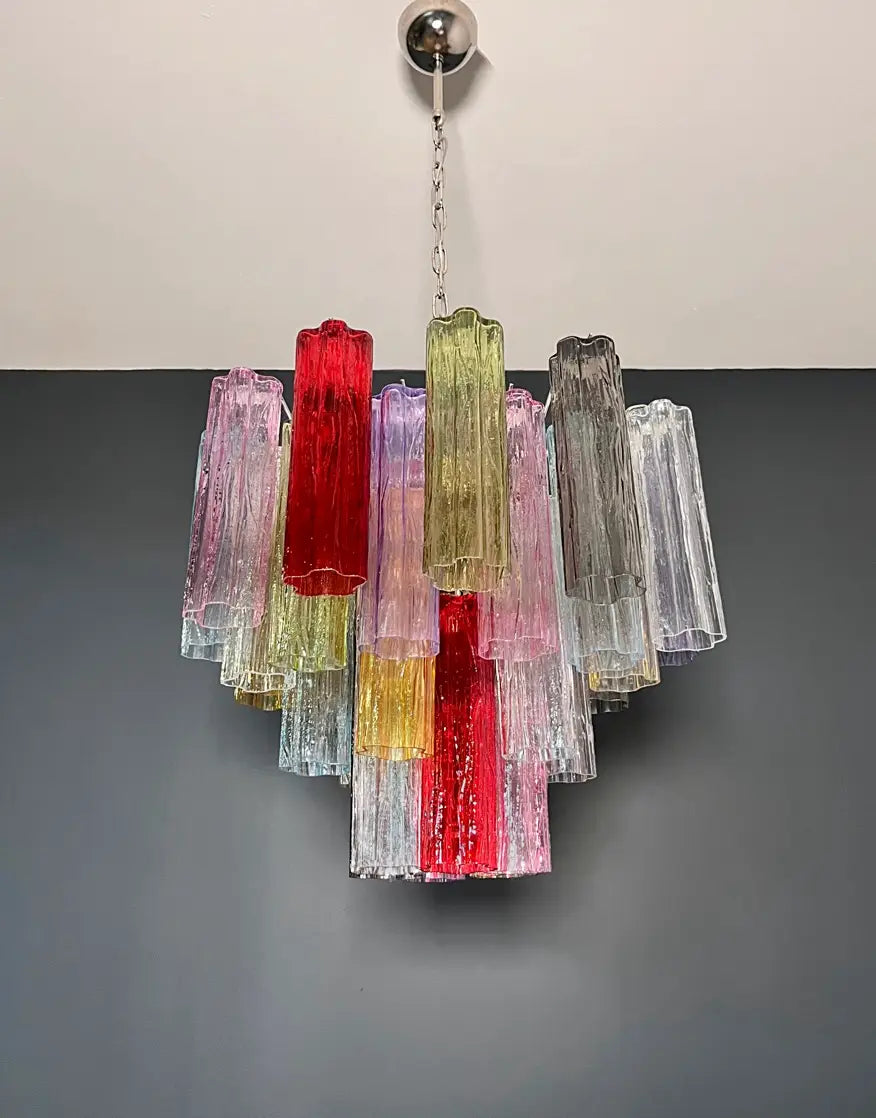 Murano Chandelier 36 Multicolored Tube Glass