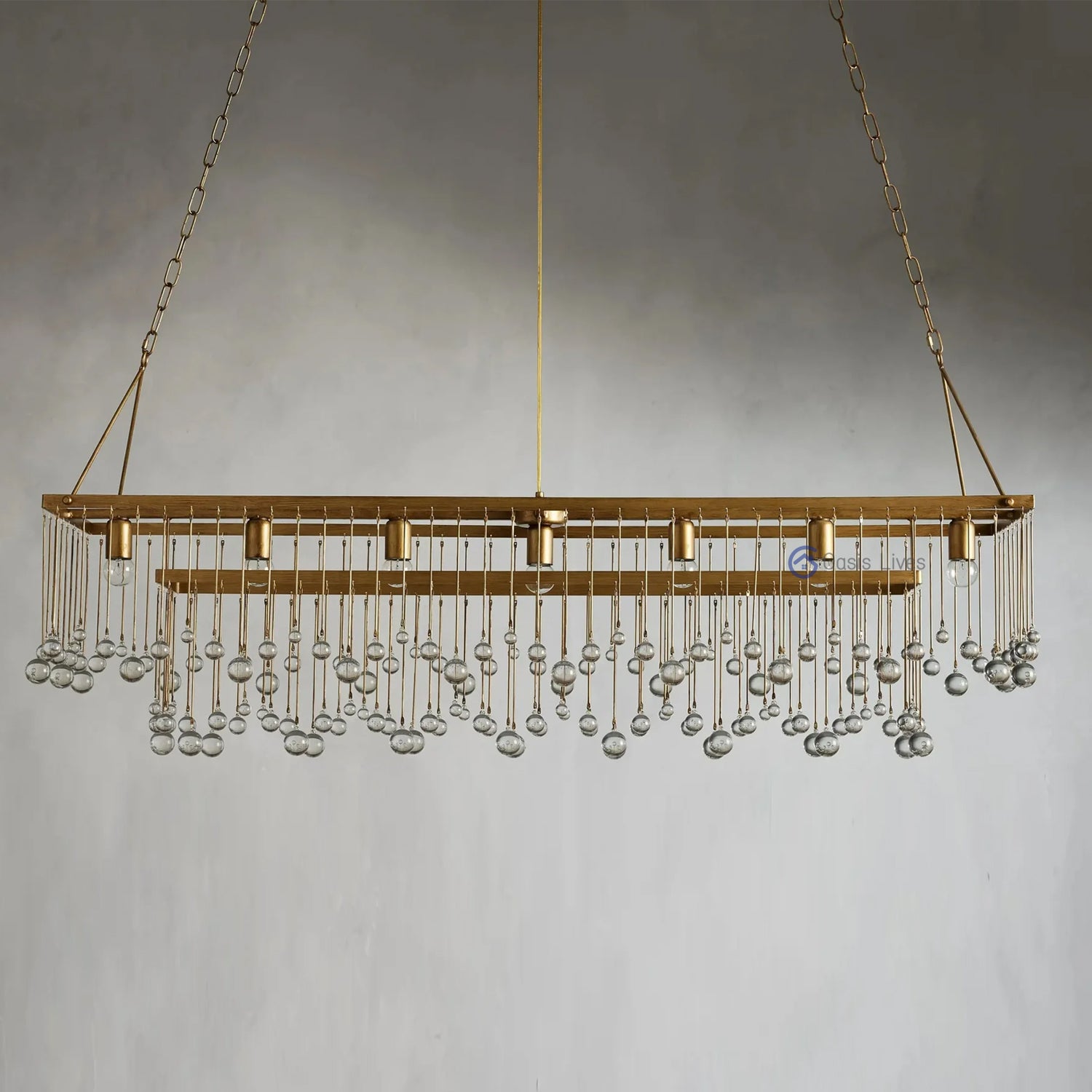 Aubrey Crystal Ball  Rectangular Chandelier 47" 60" - Oasislives