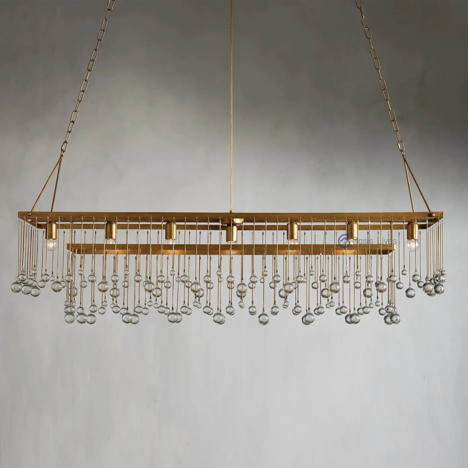Aubrey Crystal Ball  Rectangular Chandelier 47" 60" - Oasislives