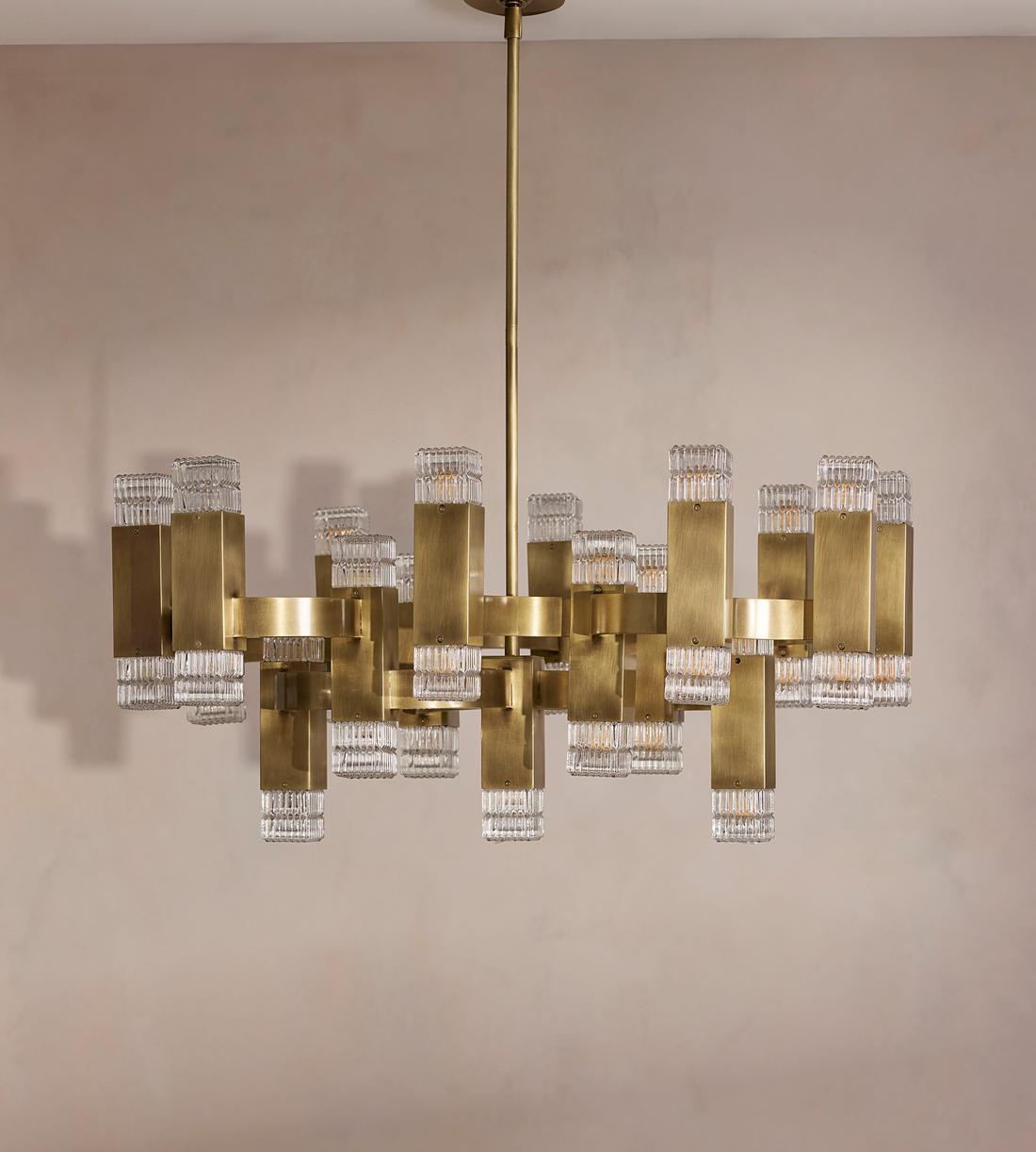 Kennedy Glass Chandelier 32"W