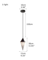 Stairwell Loft Modern Brass Conical Cluster Alabaster Pendant Light, Dia 4.3"