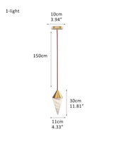 Stairwell Loft Modern Brass Conical Cluster Alabaster Pendant Light, Dia 4.3"