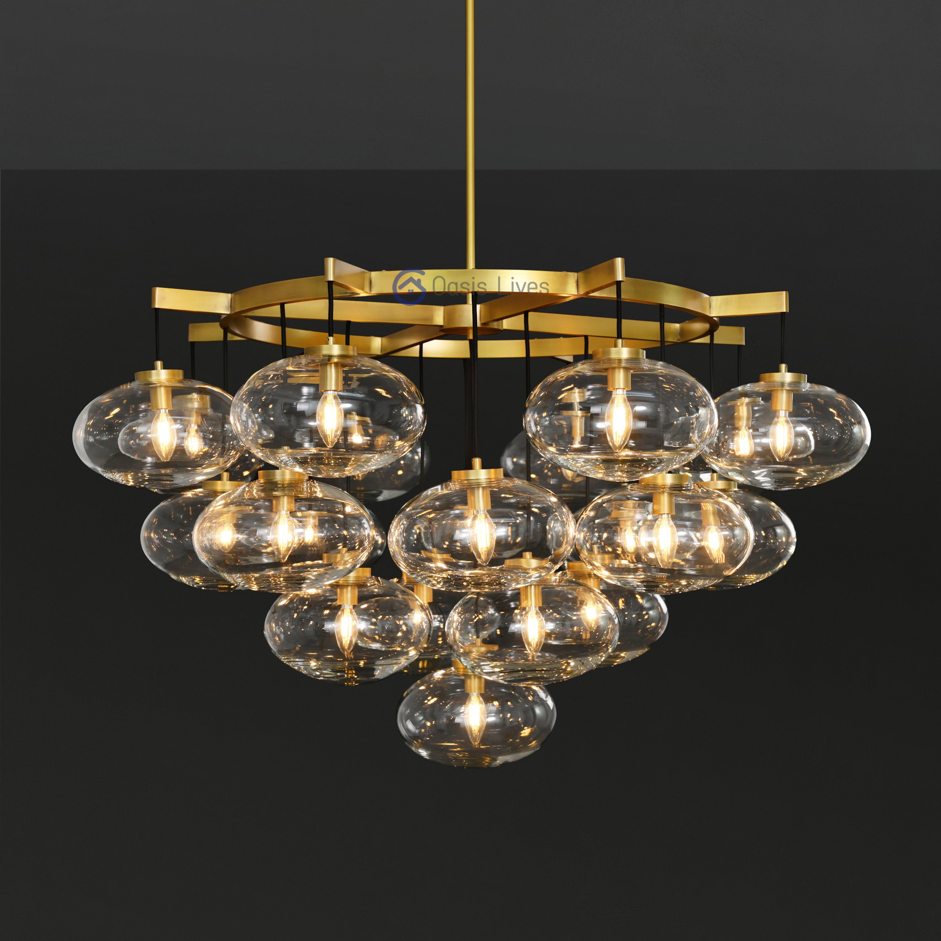 Cabrette Clear Glass Round Chandelier 48"