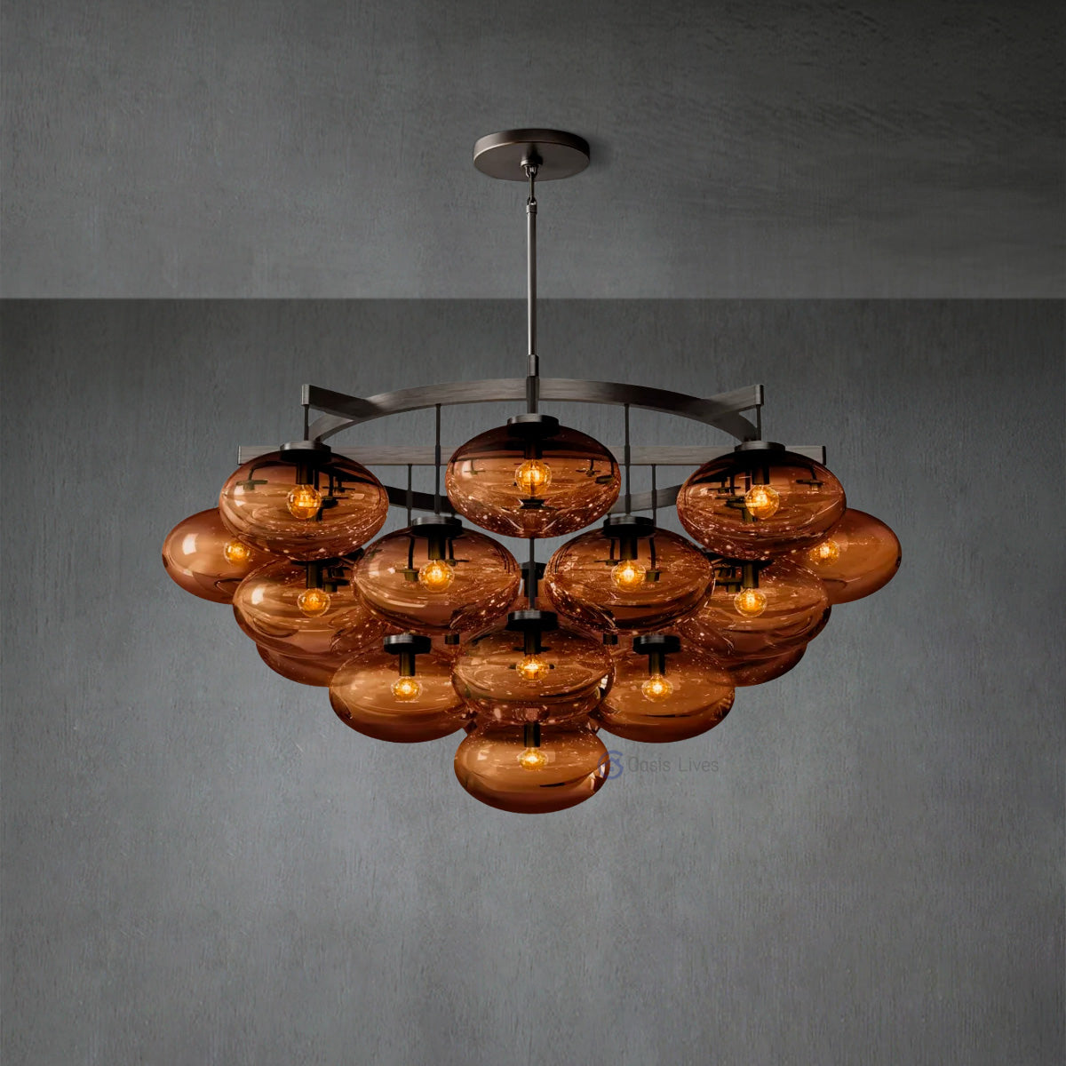 Cabrette Smoke Glass Round Chandelier 48"