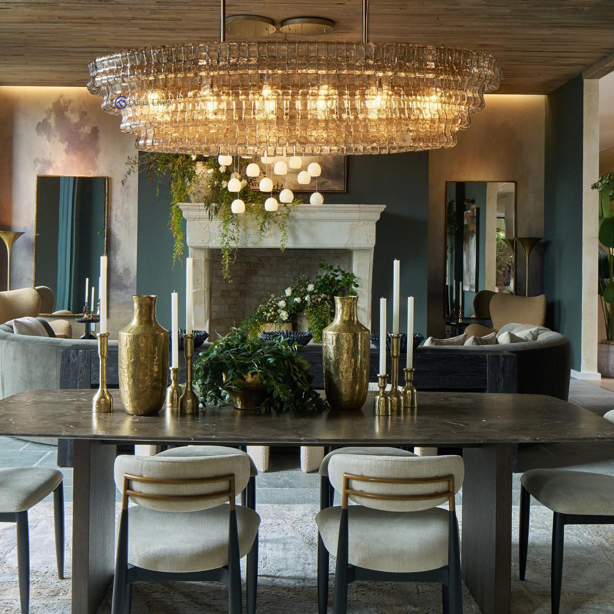 Amor Glass Oval Chandelier 54"W/65"W - Oasislives