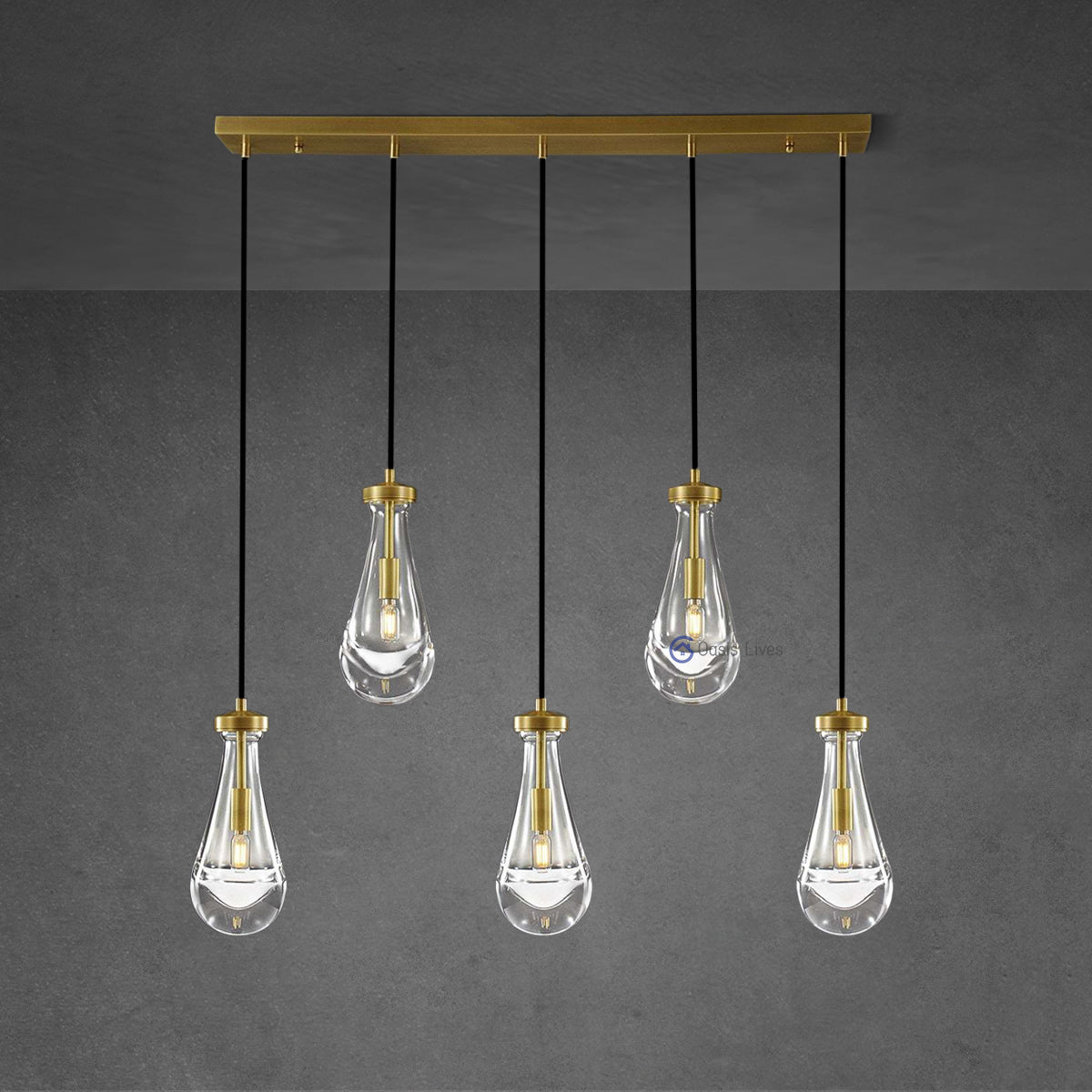 Raindrop Rectangular Chandelier 36"(Cord)