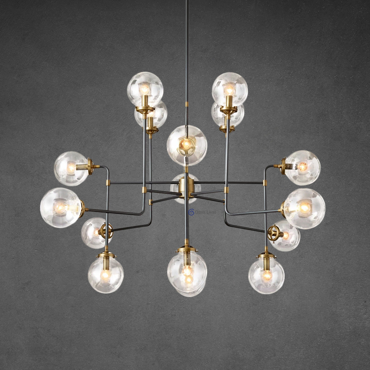 Bistro Globe Clear Glass Chandelier 56"