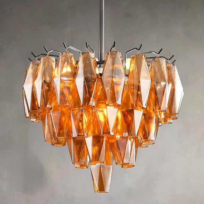 Modern Evelyn Glass Round Chandelier 17"
