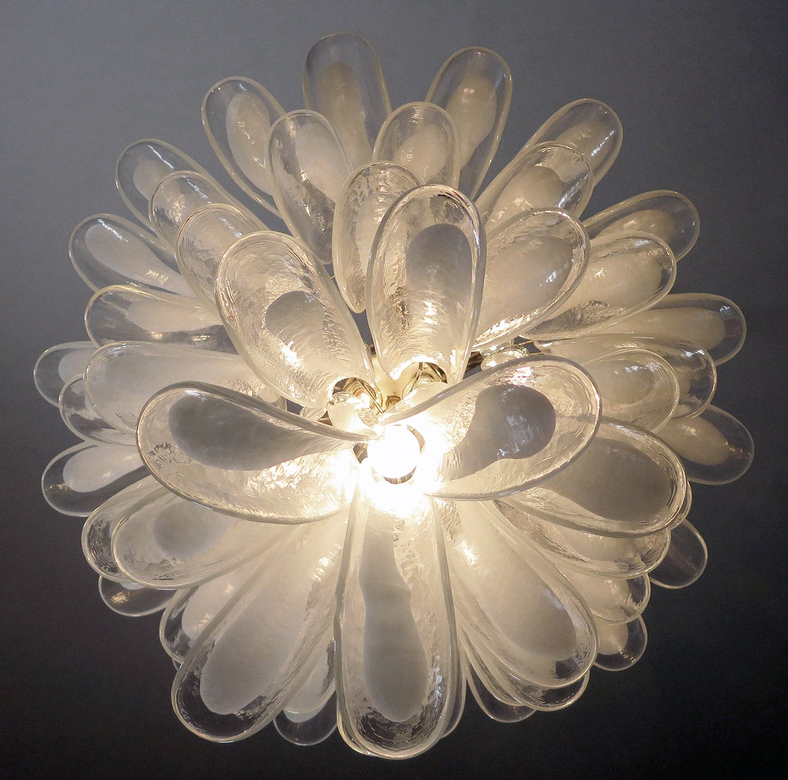 Murano Chandelier 52 Clear White Petal Glass