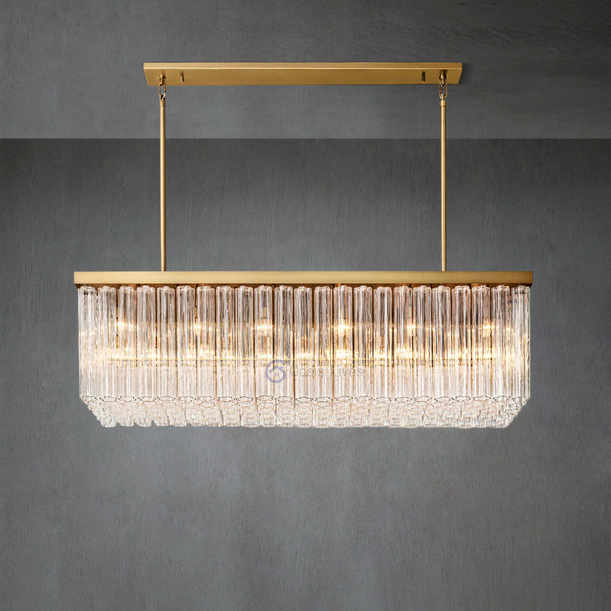 Cielo Rectangular Glass Chandelier 73"