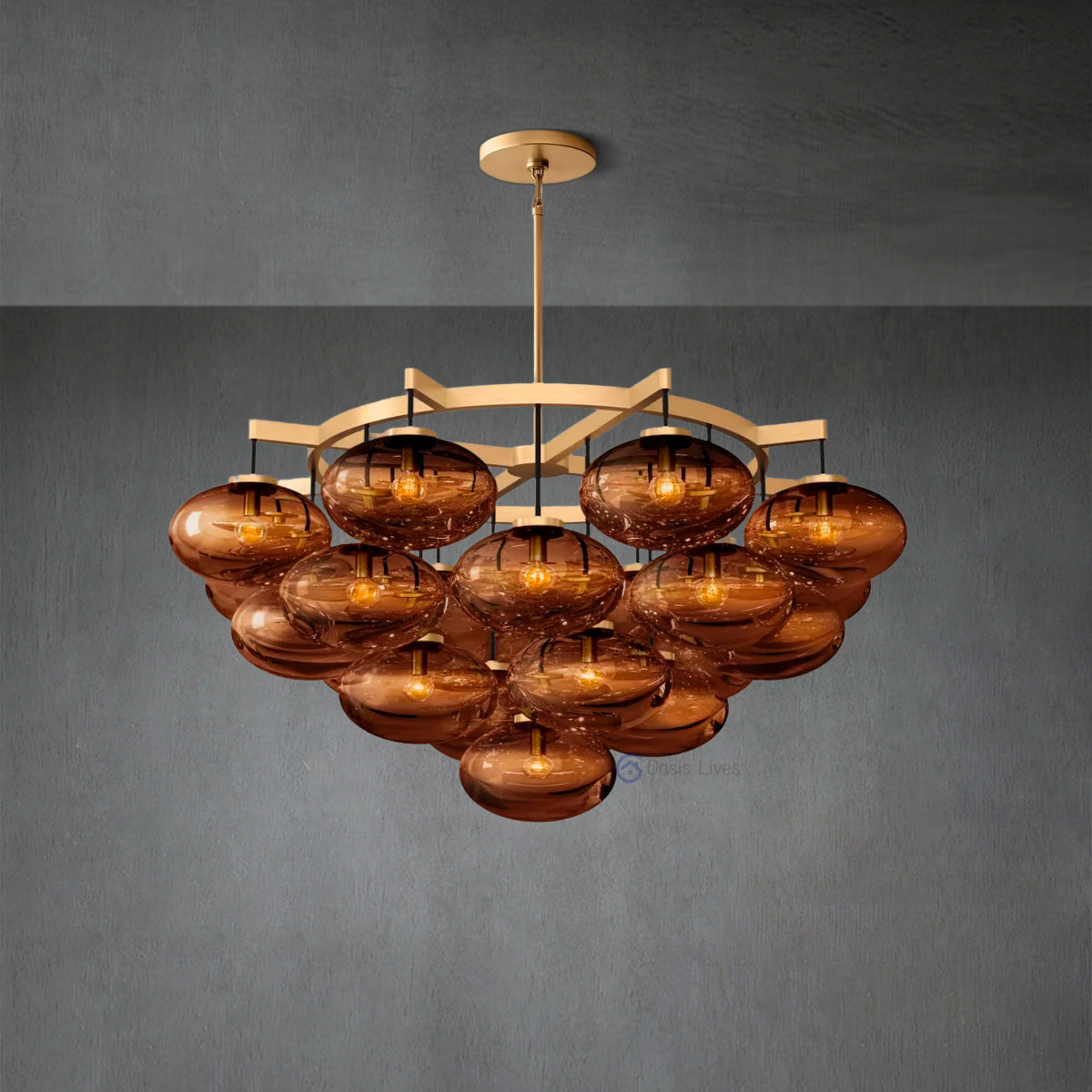 Cabrette Smoke Glass Round Chandelier 48"