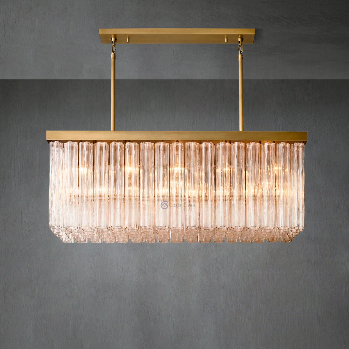 Cielo Rectangular Glass Chandelier 54"