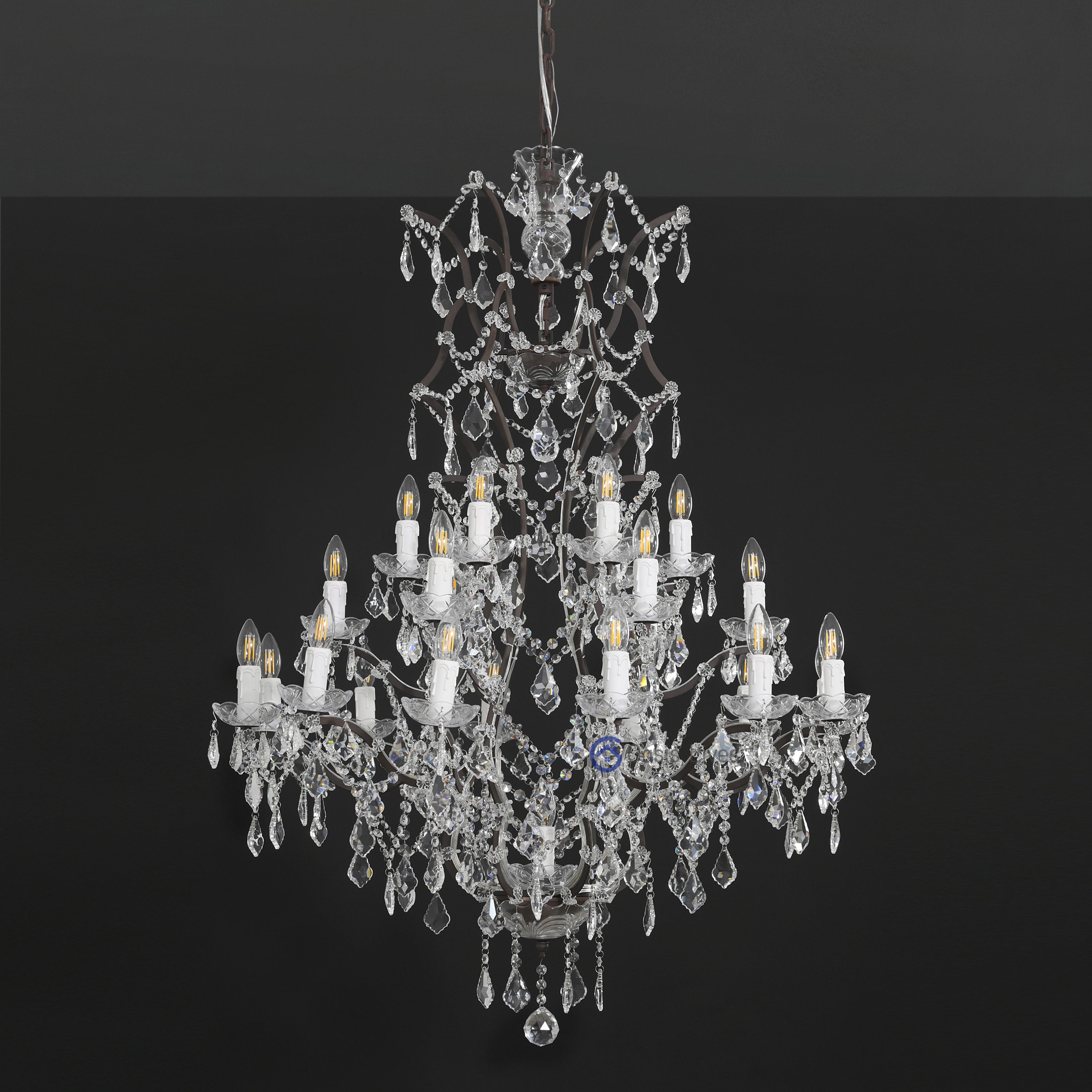19TH Rococo Crystal Round Chandelier 40"
