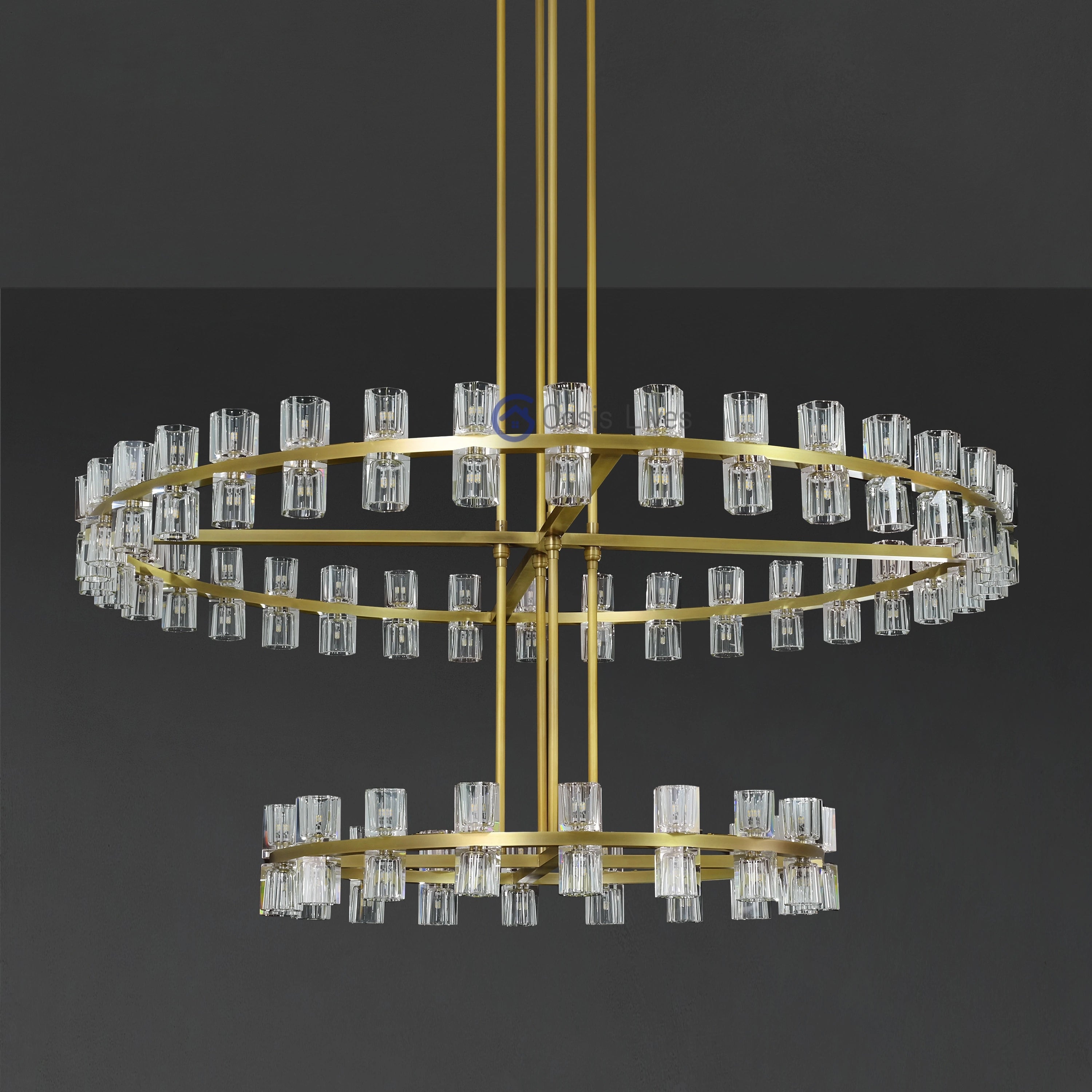 Arcachon Crystal Shades 2-tier Round Chandelier 60"