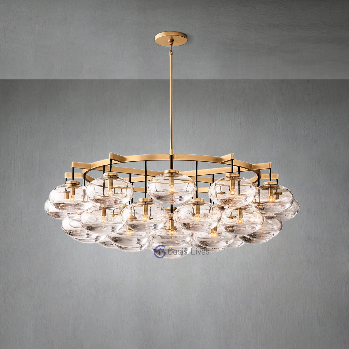 Cabrette Clear Glass Round Chandelier 60"