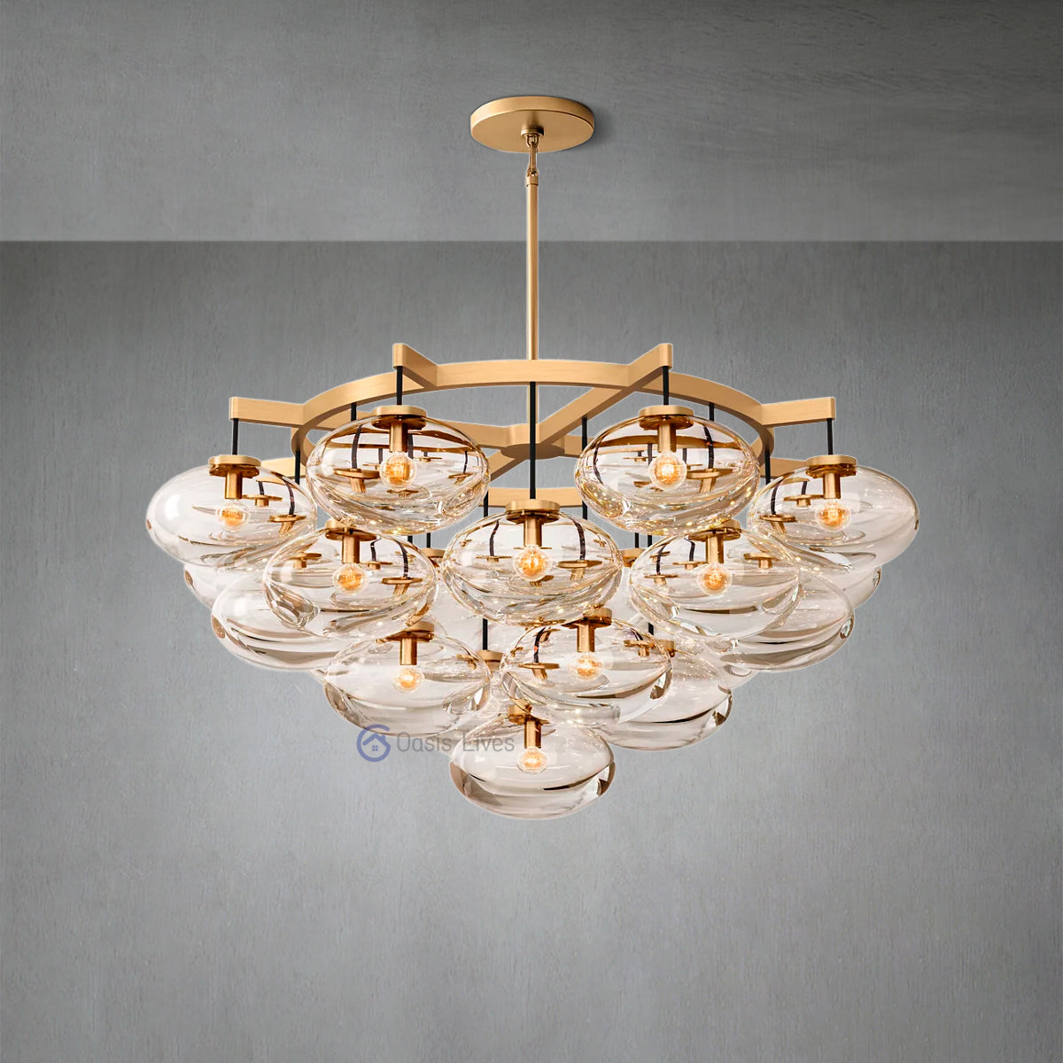 Cabrette Clear Glass Round Chandelier 48"