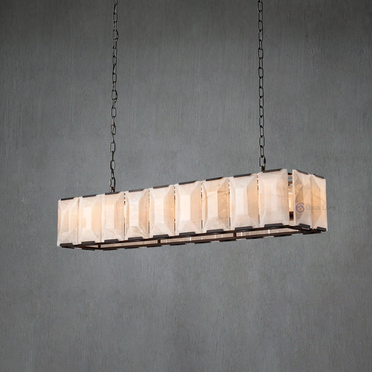Harlow Calcite Rectangular Chandelier 62"