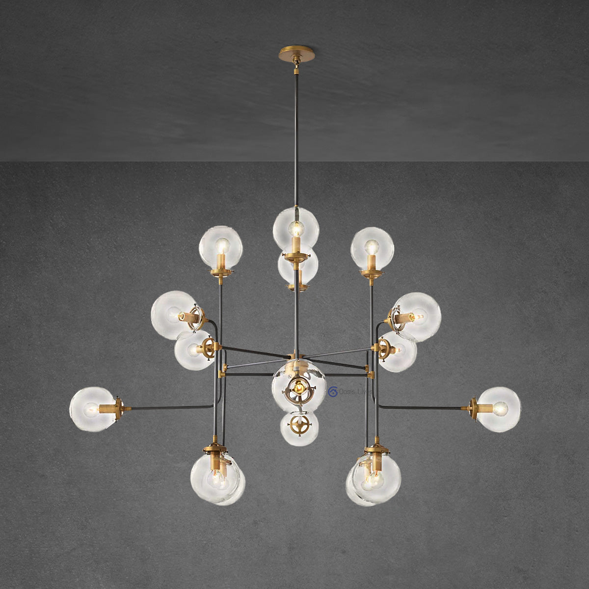 Bistro Globe Clear Glass Chandelier 56"