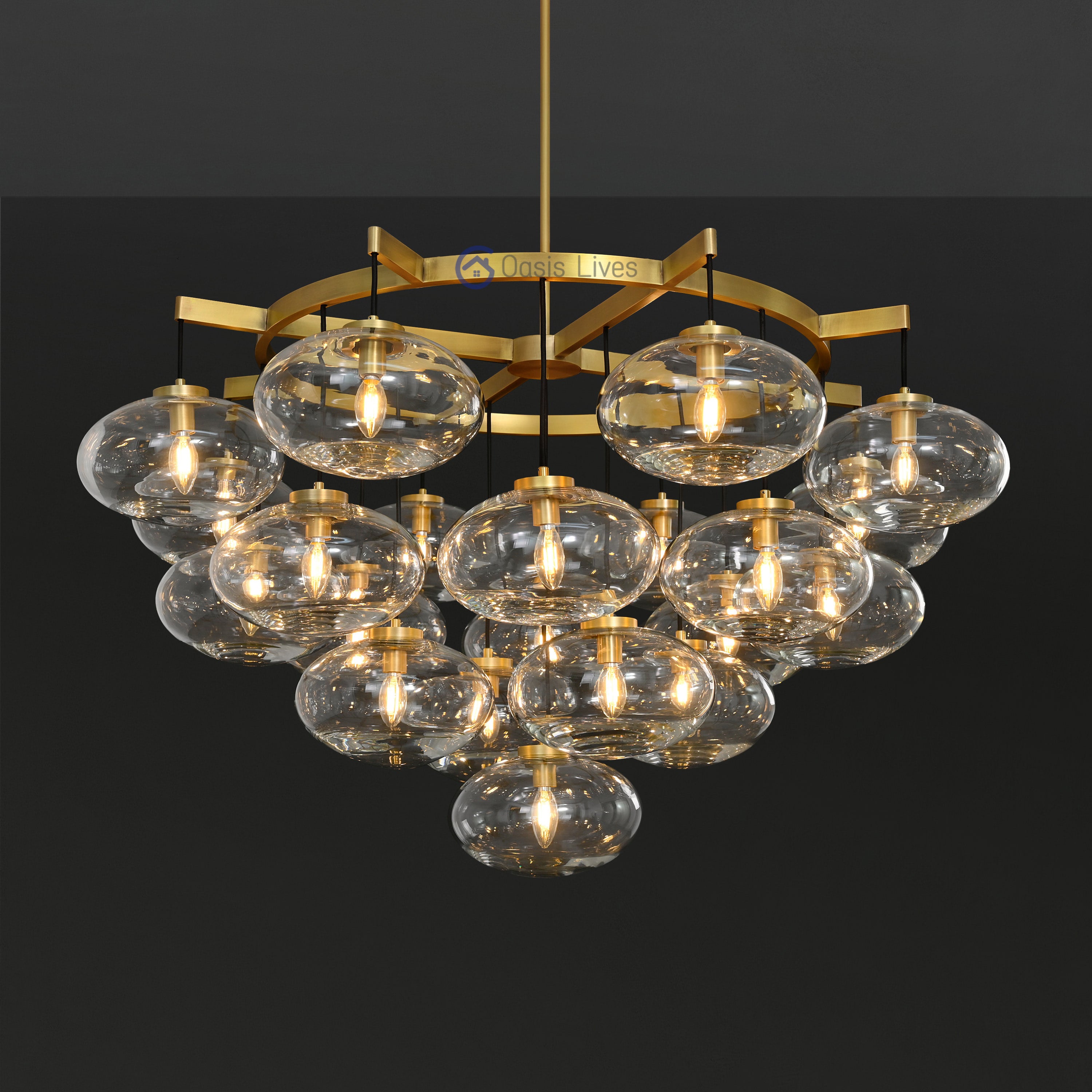 Cabrette Clear Glass Round Chandelier 48"