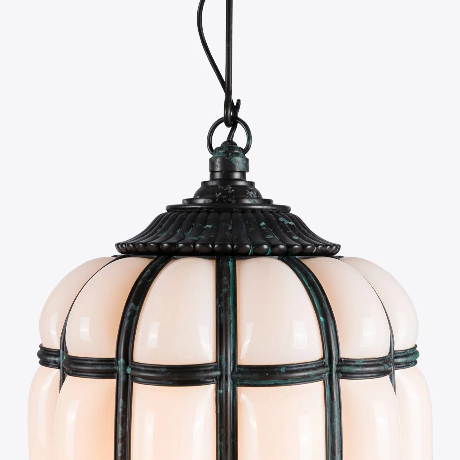 Battersea Opaline and Brass Hanging Lantern - Oasislives