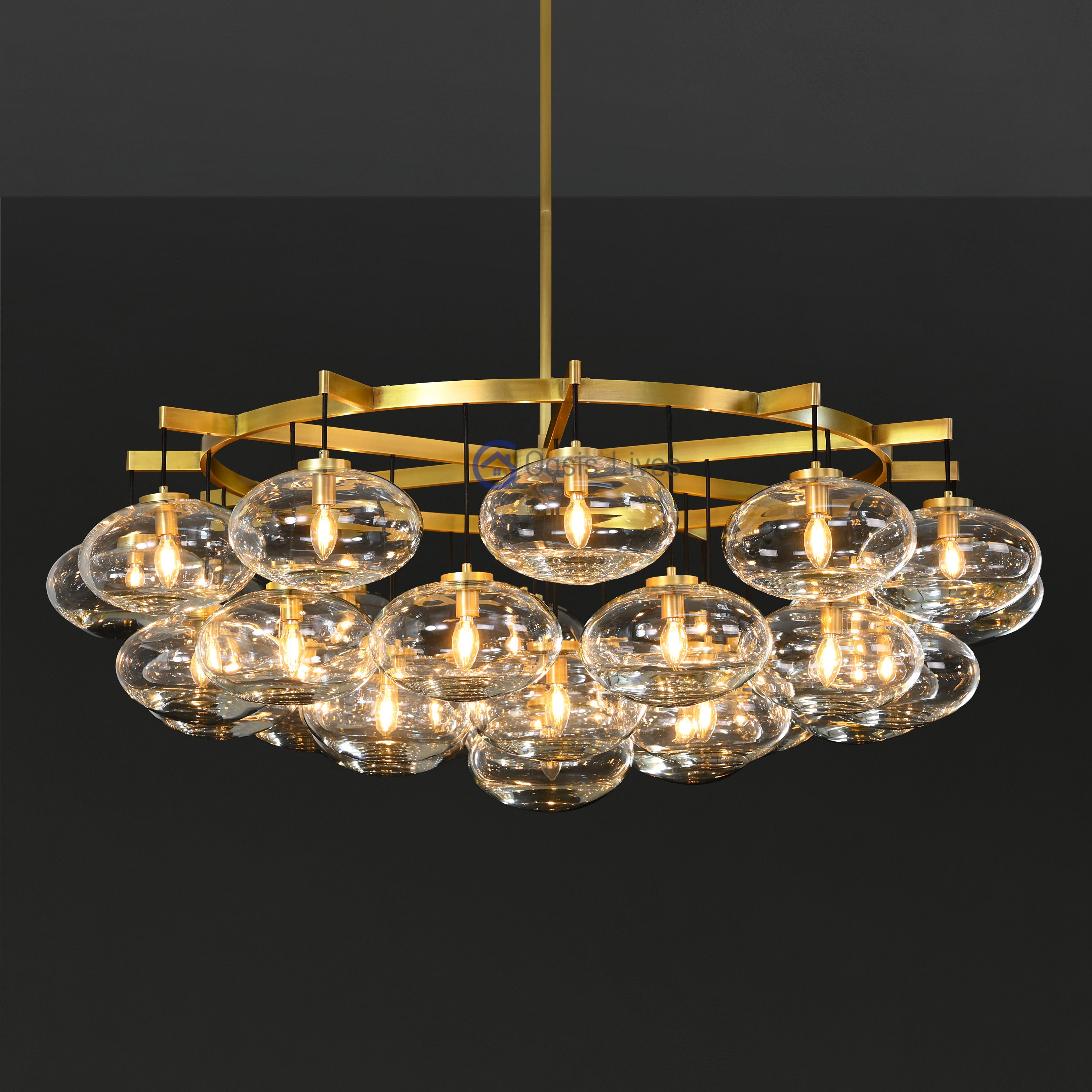 Cabrette Clear Glass Round Chandelier 60"