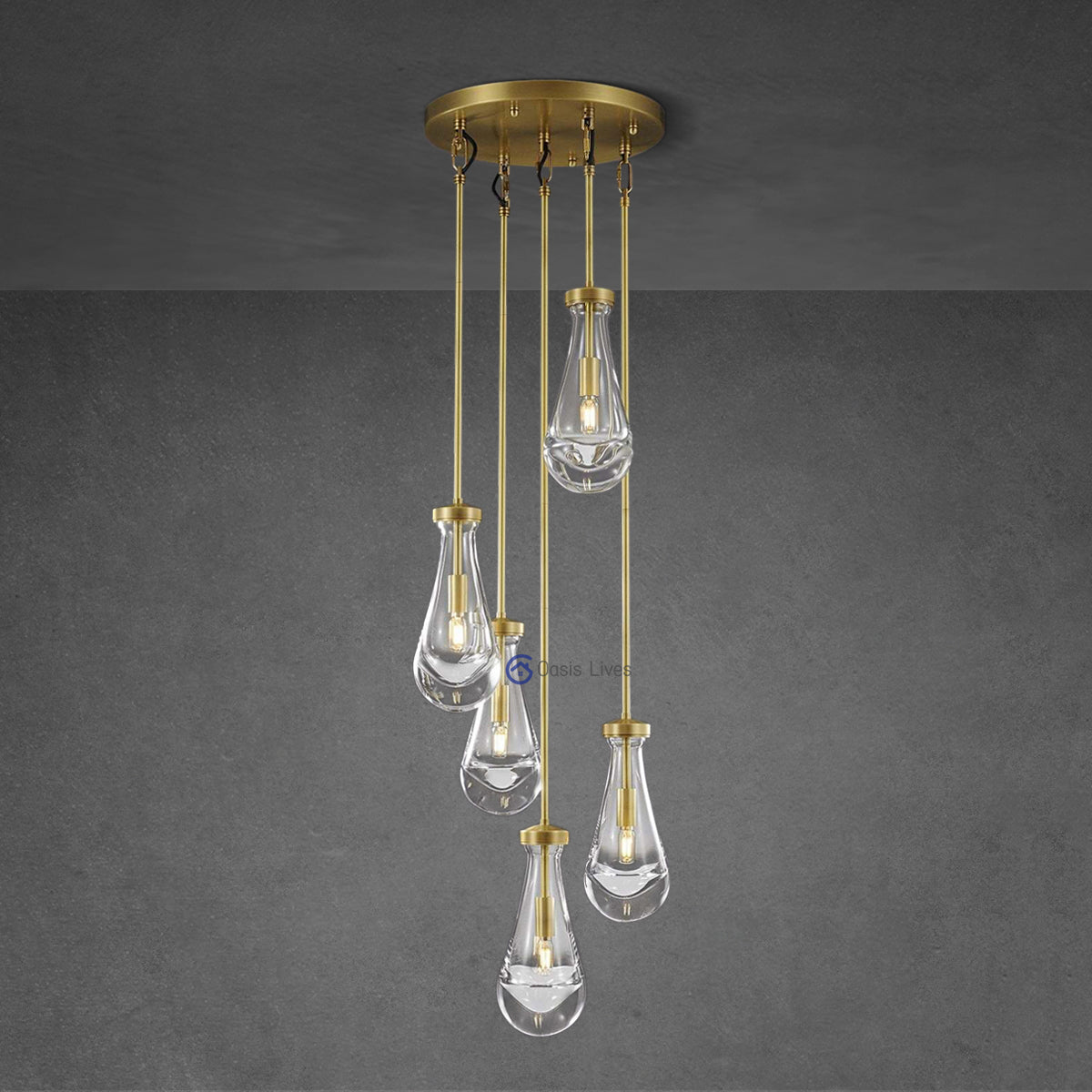Raindrop Round Chandelier 14"(Rod)