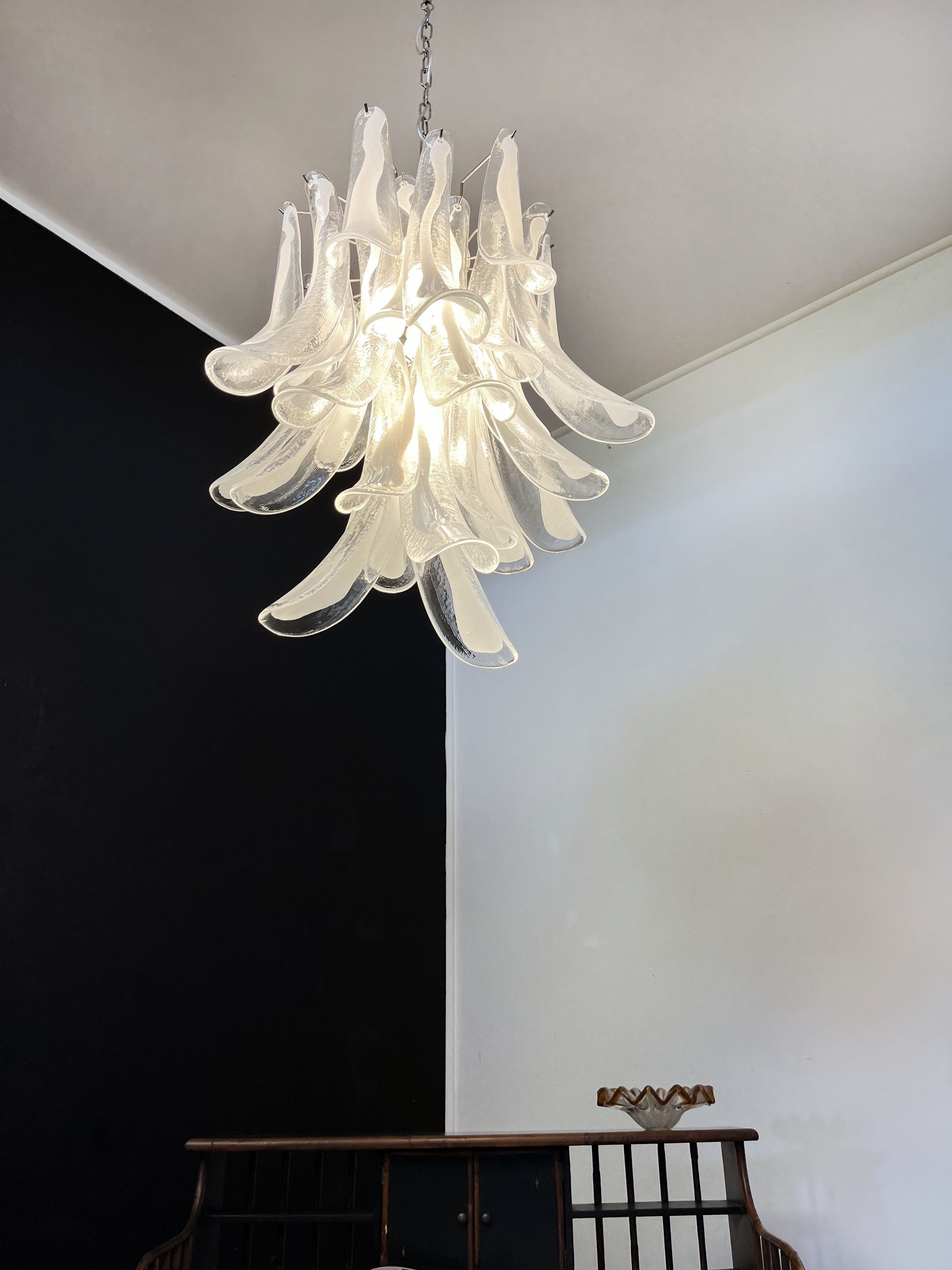 Murano Chandelier 30 Clear Petal Glass