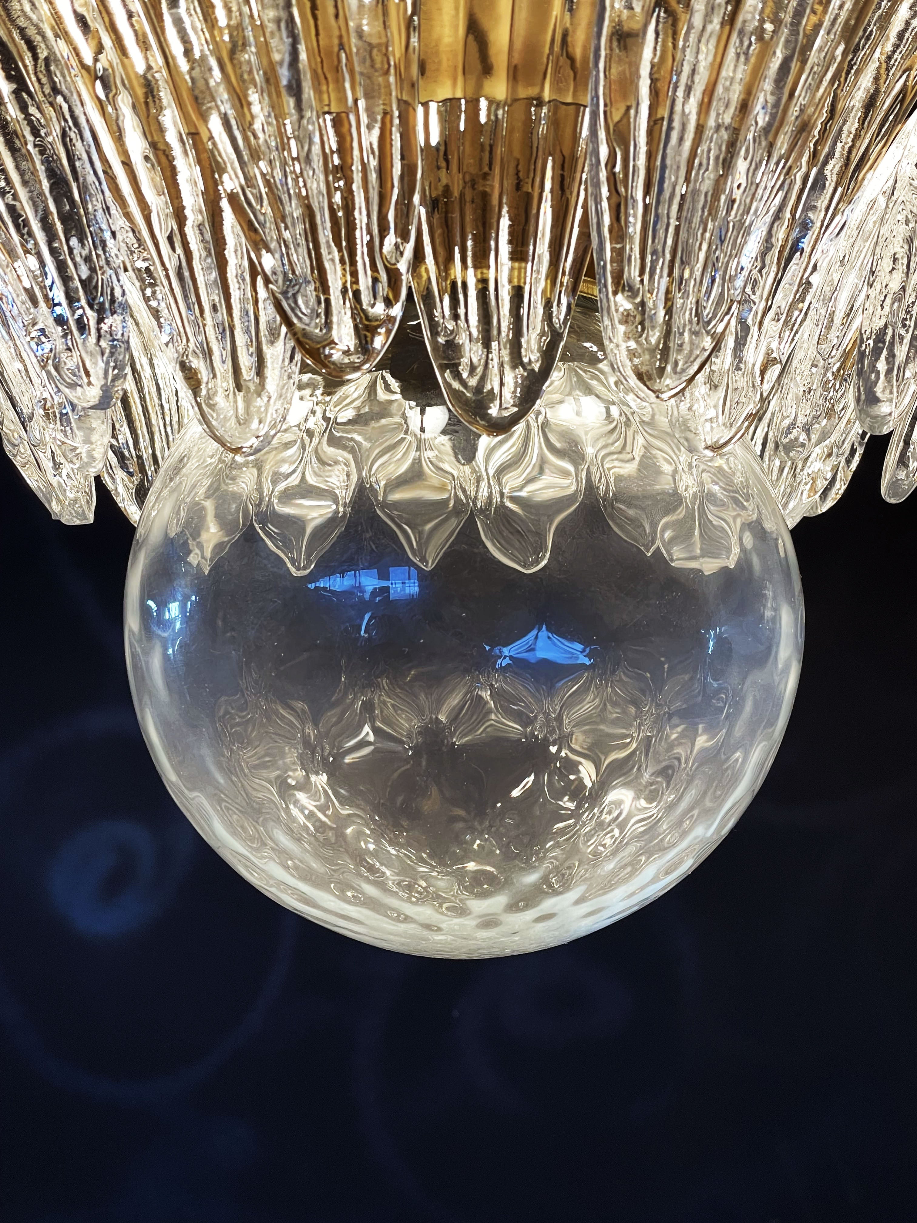 Murano Chandelier 104 Clear Palmette Glass