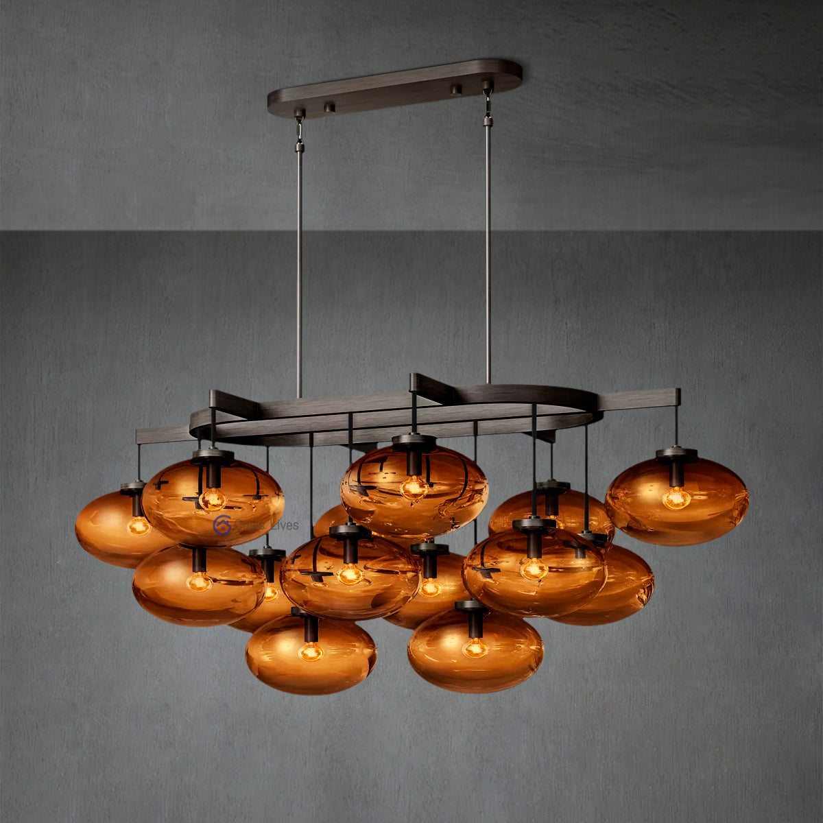 Cabrette Smoke Glass Linear Chandelier 54"