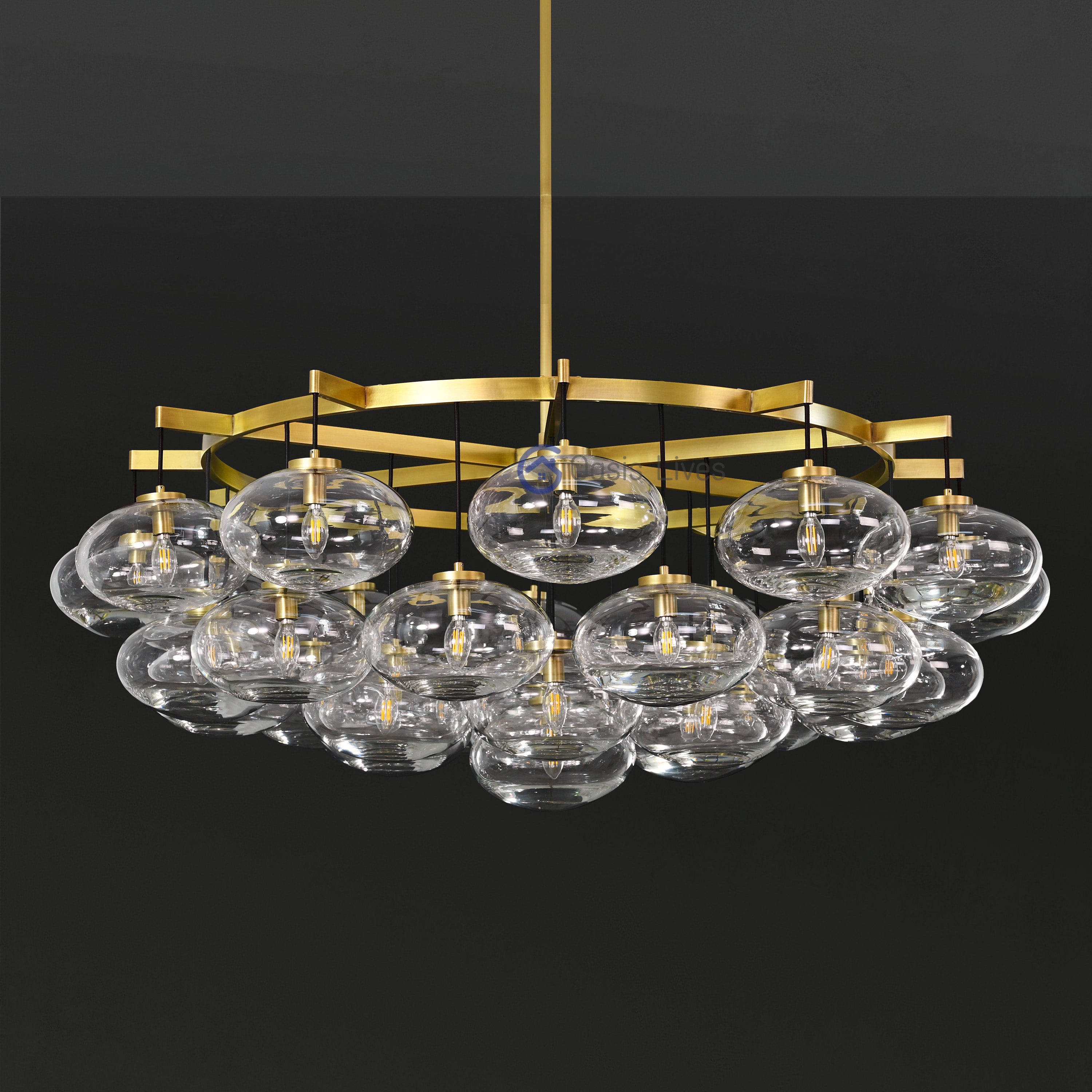 Cabrette Clear Glass Round Chandelier 60"