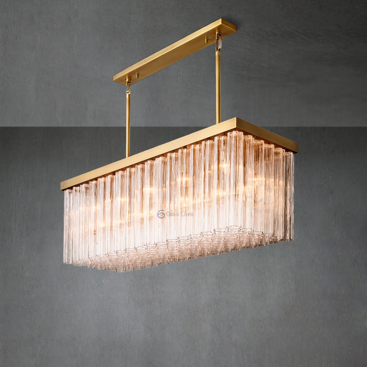 Cielo Rectangular Glass Chandelier 54"
