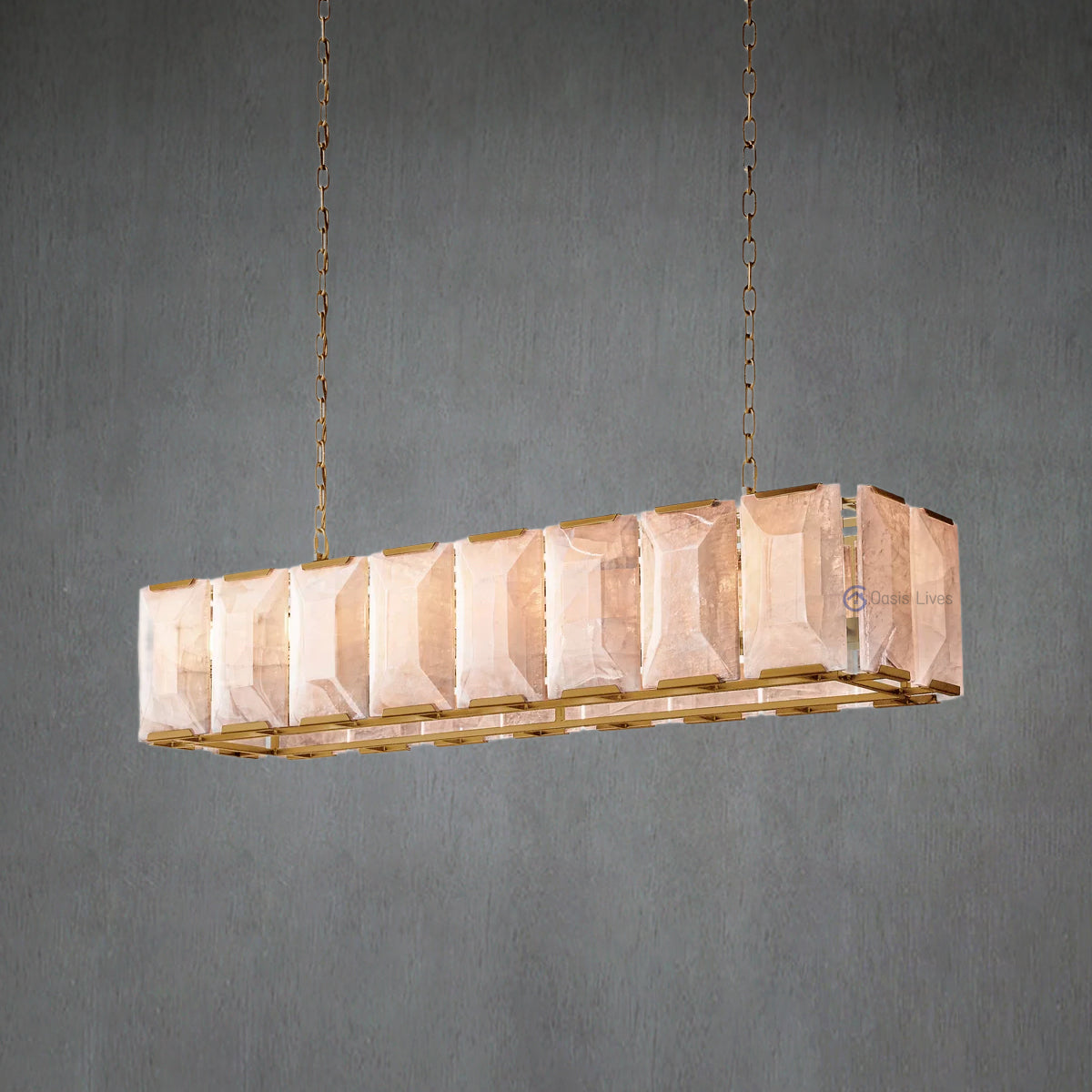Harlow Calcite Rectangular Chandelier 54"