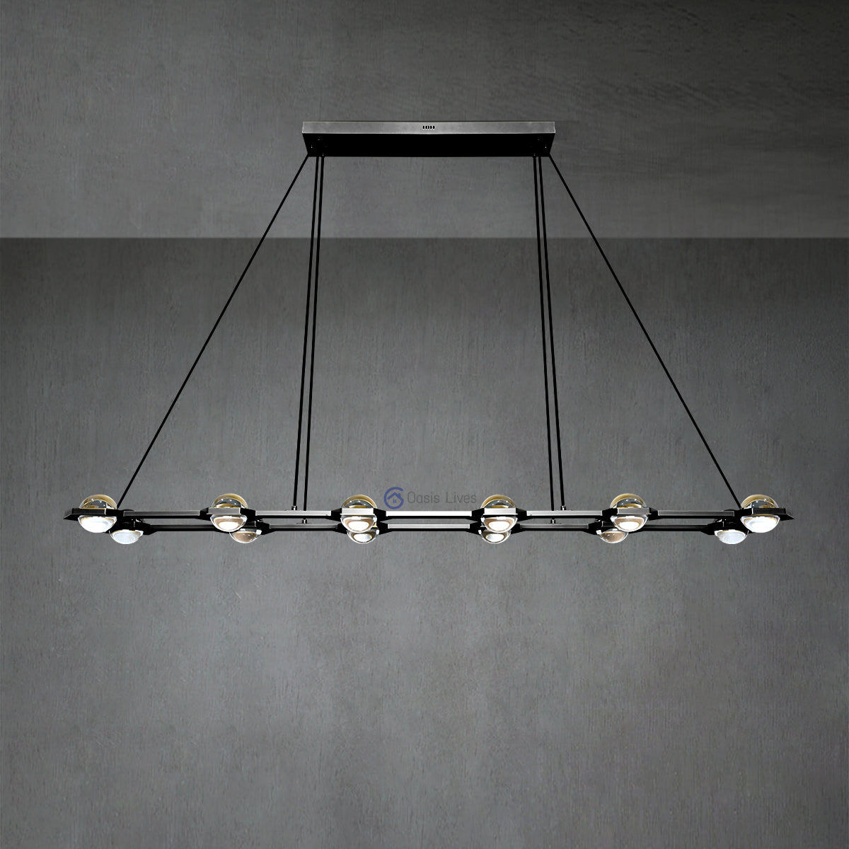 Eclant Crystal Ball Rectangular Chandelier 72"