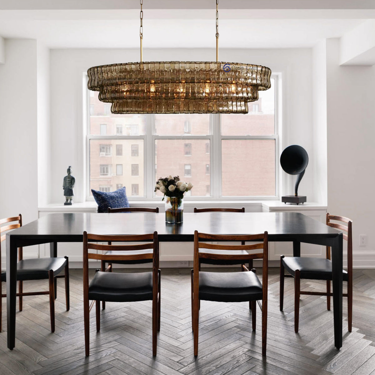 Amor Glass Oval Chandelier 54"W/65"W - Oasislives