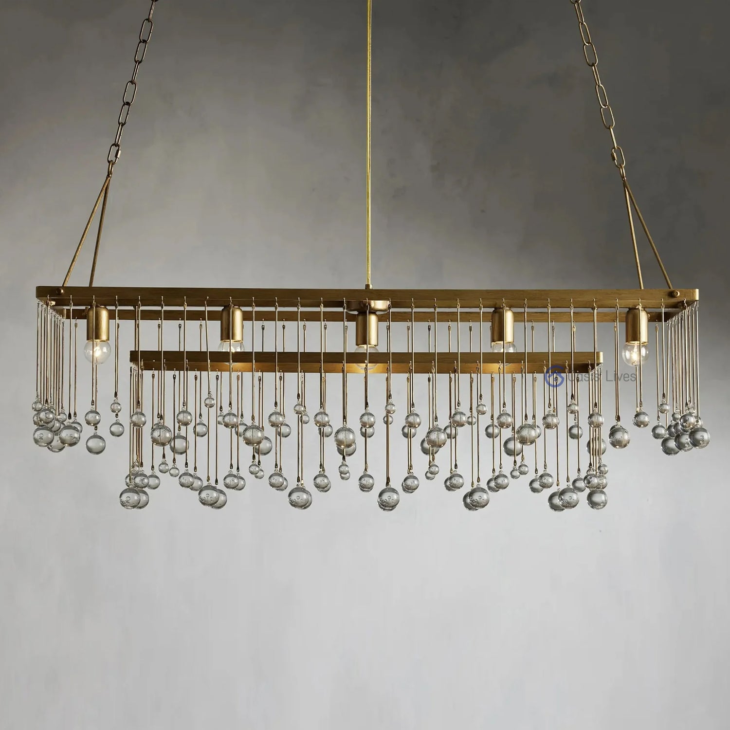 Aubrey Crystal Ball  Rectangular Chandelier 47" 60" - Oasislives