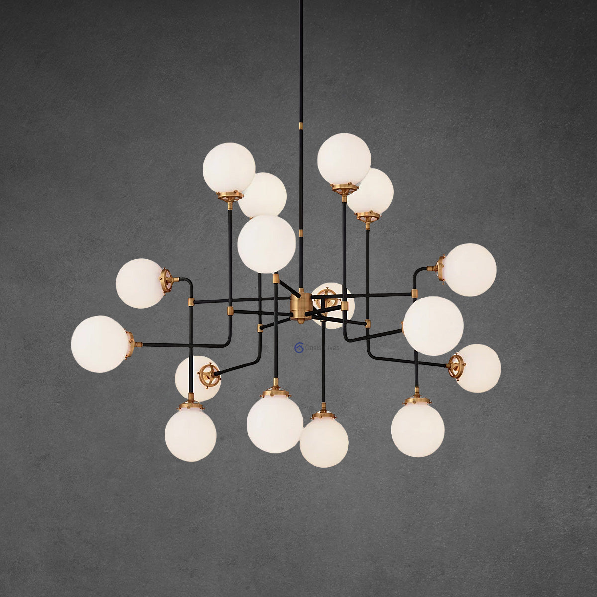 Bistro Globe Milk Glass Chandelier 56"