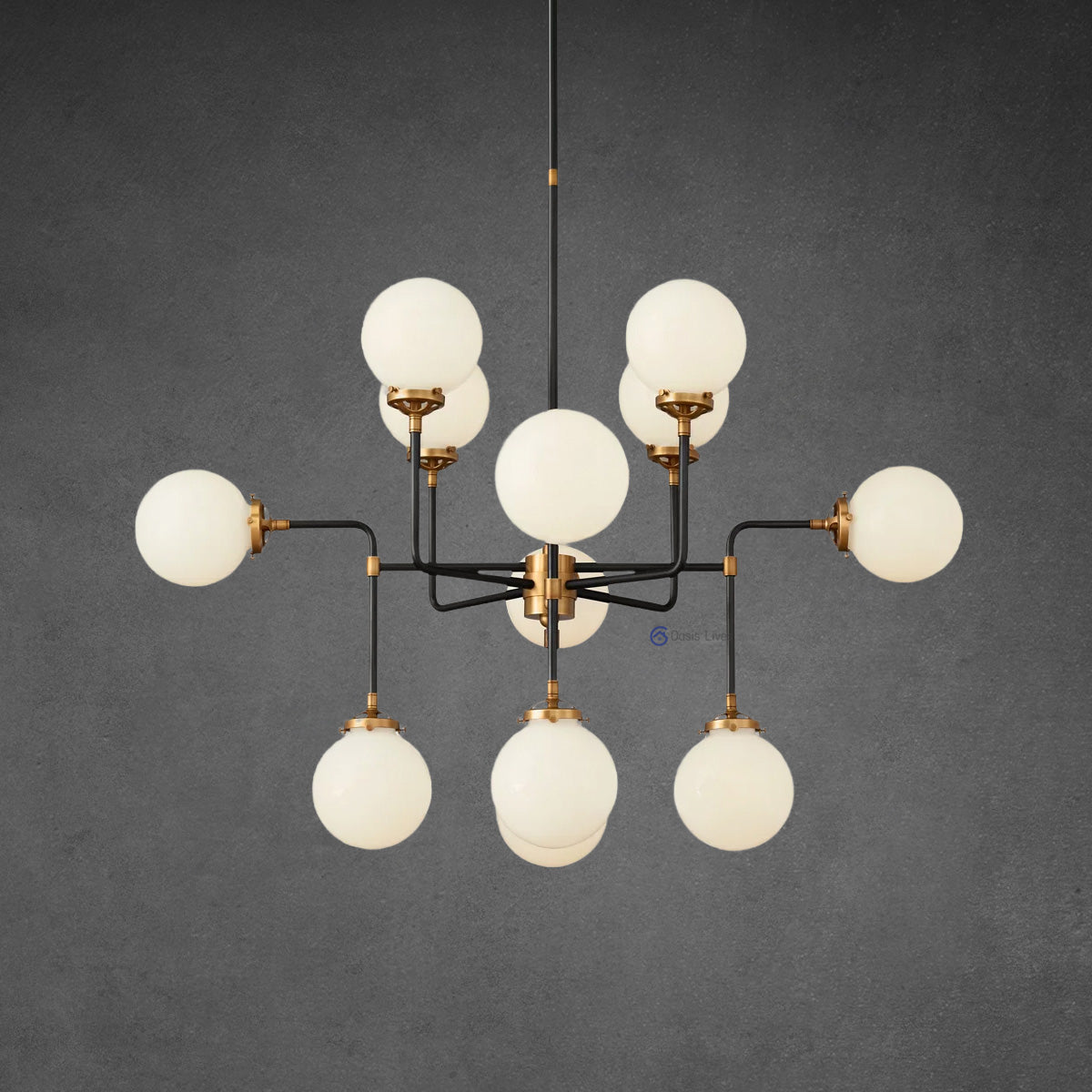 Bistro Globe Milk Glass Chandelier 42"