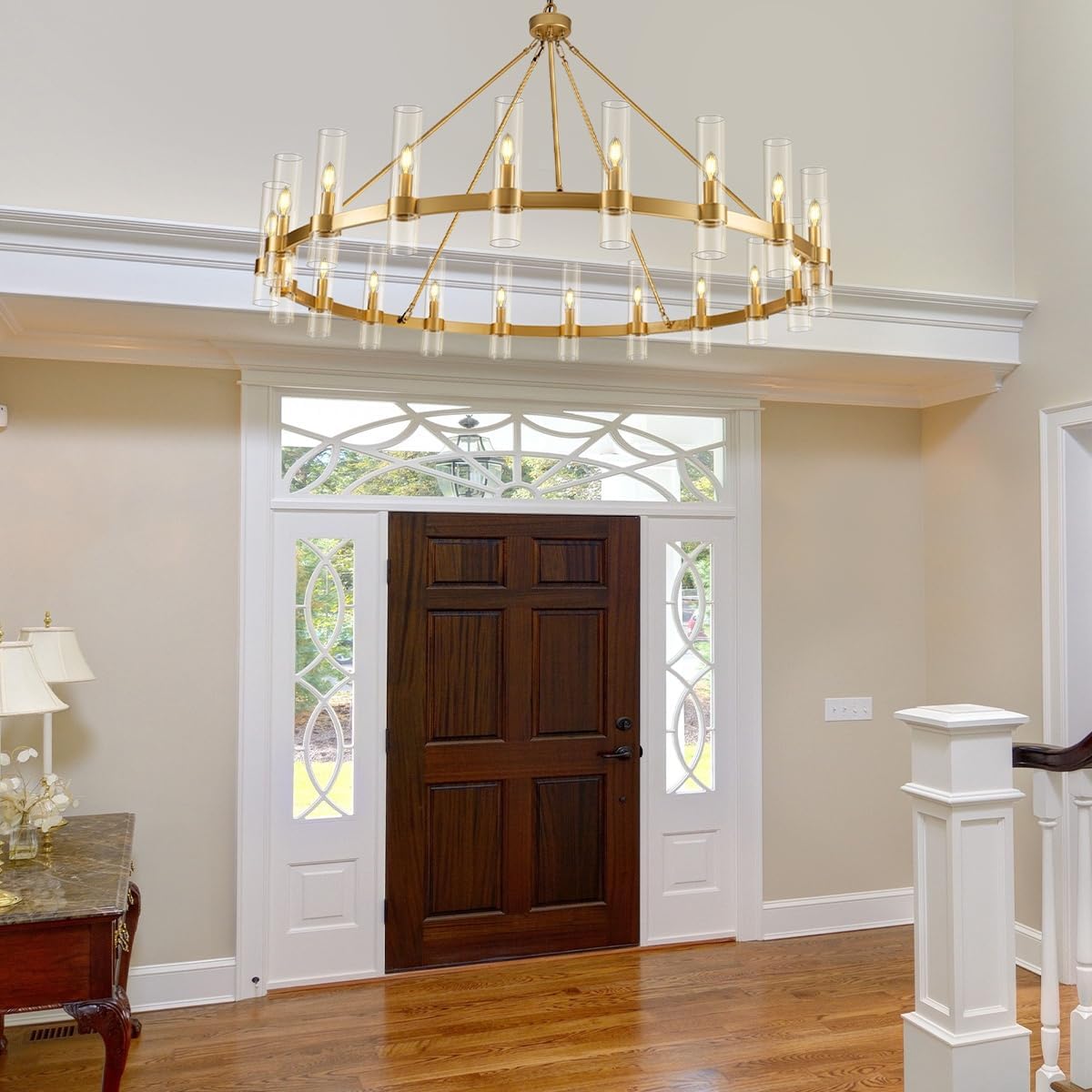 Farmhouse Wagon Wheel Chandelier 60" 70" - Fast Delivery-1-Luxehomezone