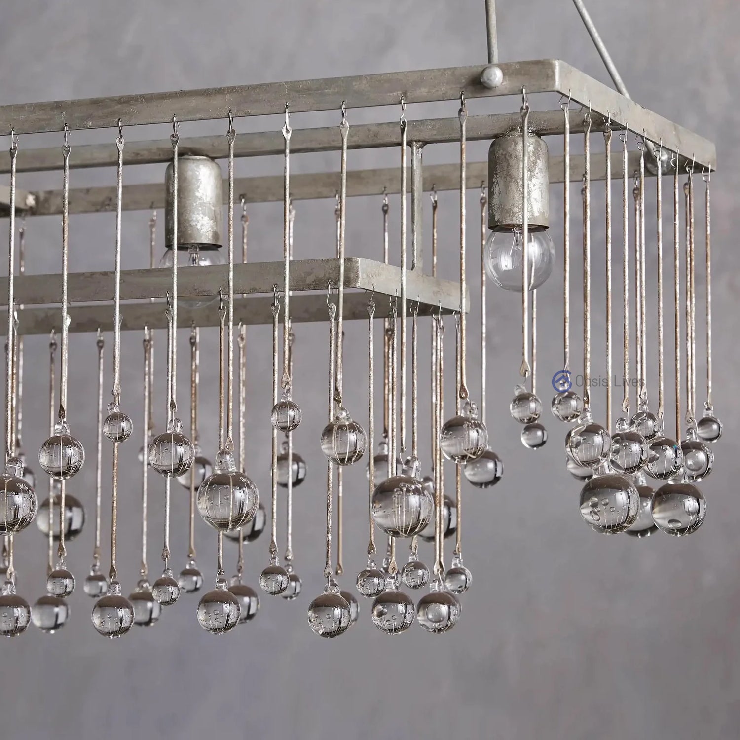 Aubrey Crystal Ball  Rectangular Chandelier 47" 60" - Oasislives