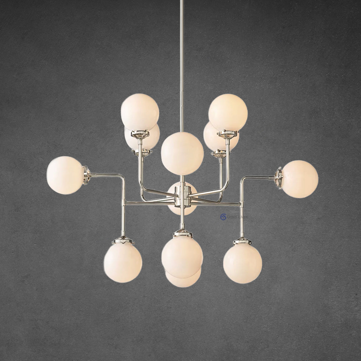 Bistro Globe Milk Glass Chandelier 42"