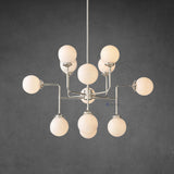 Bistro Globe Milk Glass Chandelier 42"